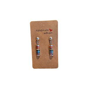 New Peruvian Silver 950 -7 chakras earrings inlaid with 7 stones